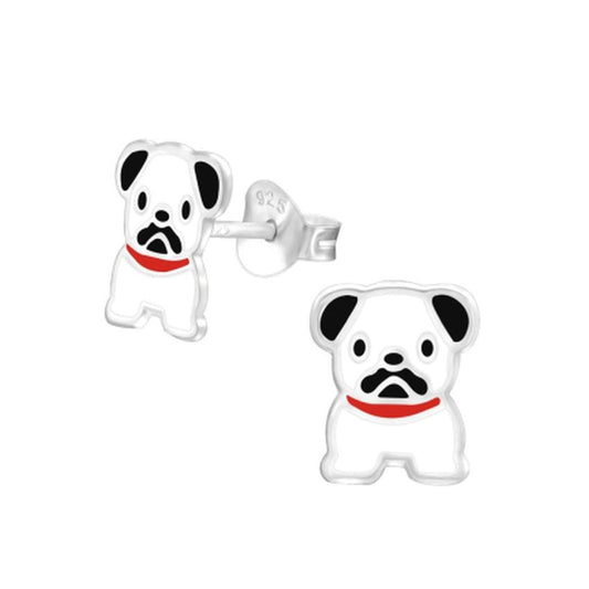 Girls Sterling Silver Dog Stud Earrings