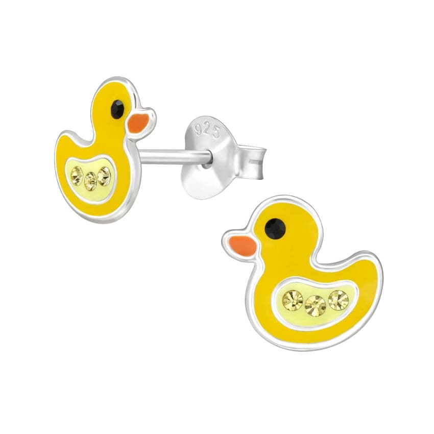 Girls Sterling Silver Duck Earrings