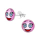 Girls Sterling Silver Pink Smiley Emoji Earrings