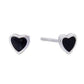Girls Tiny Black Heart Silver Earrings