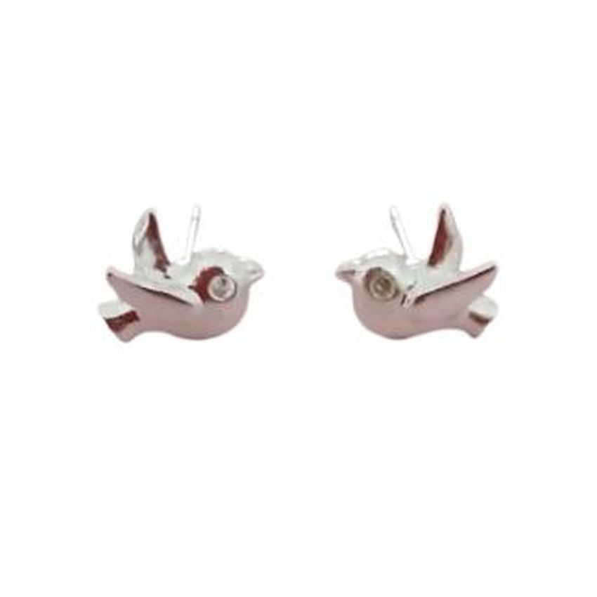 Girls Silver Plated Flying Dove Design Confirmation Earrings