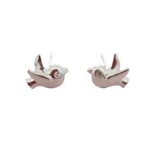 Girls Silver Plated Flying Dove Design Confirmation Earrings