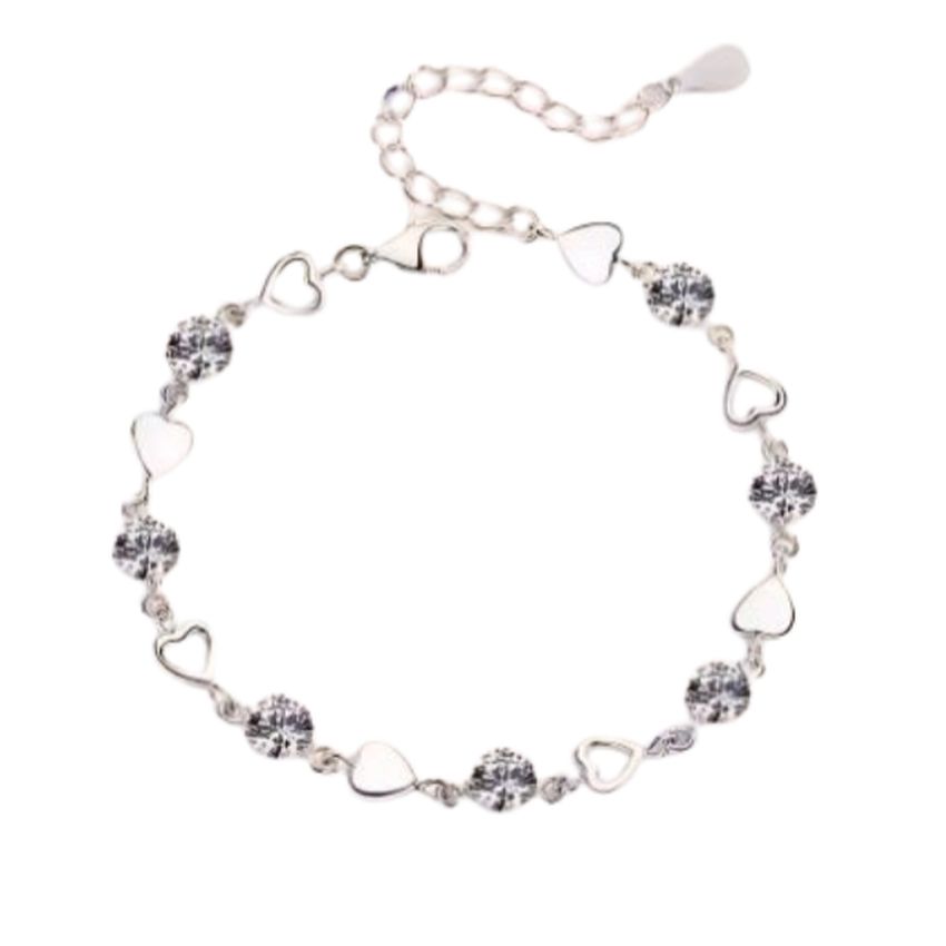 Girls Small Heart Links Silver Bracelet