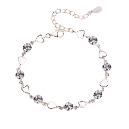 Girls Small Heart Links Silver Bracelet