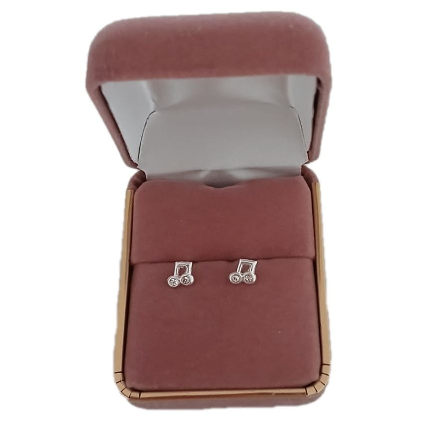 Girls Small Sterling Silver Musical Note Earrings(2)