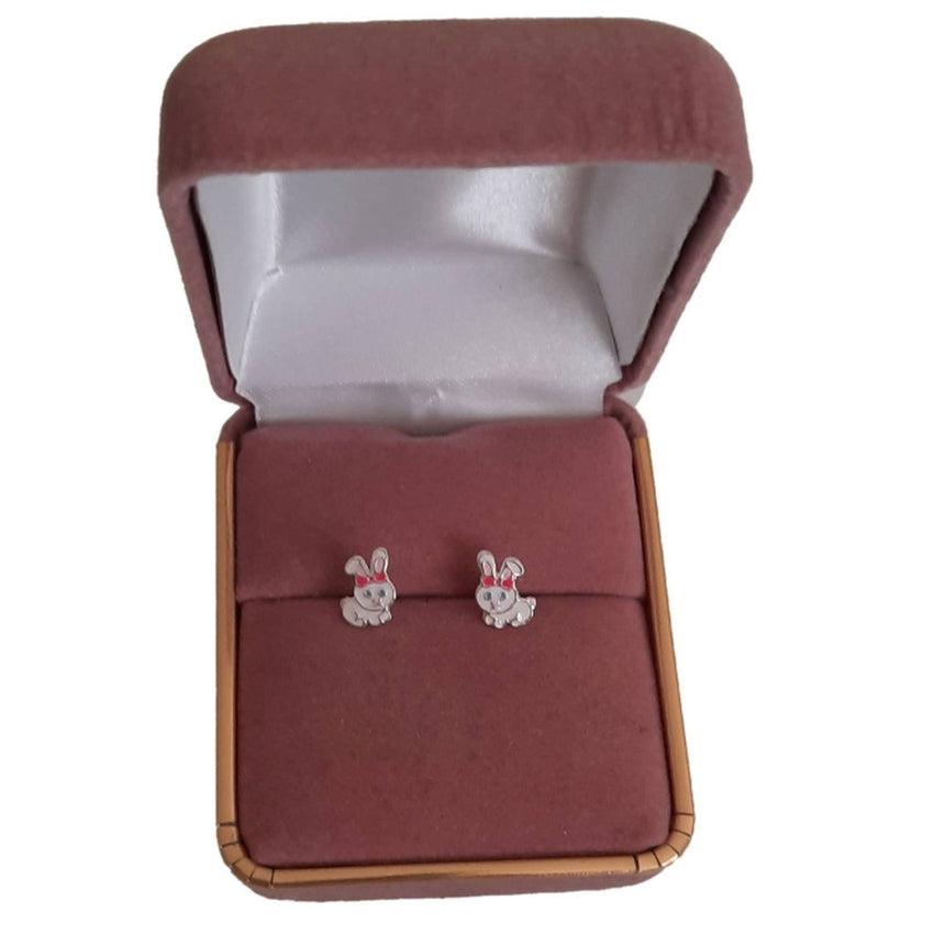 Girls Sterling Silver Bunny Rabbit Earrings(2)
