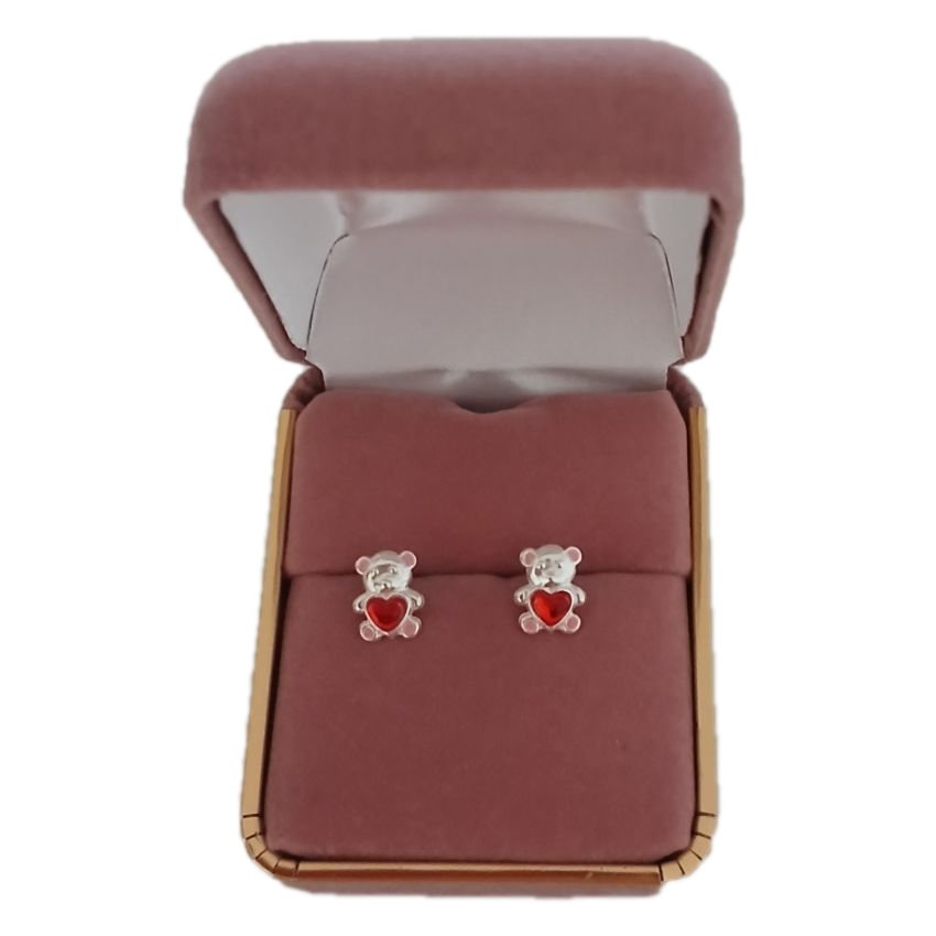 Girls Sterling Silver Teddy Bear Earrings(2)