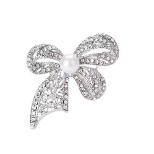 Glamorous Crystal Set Bow Brooch