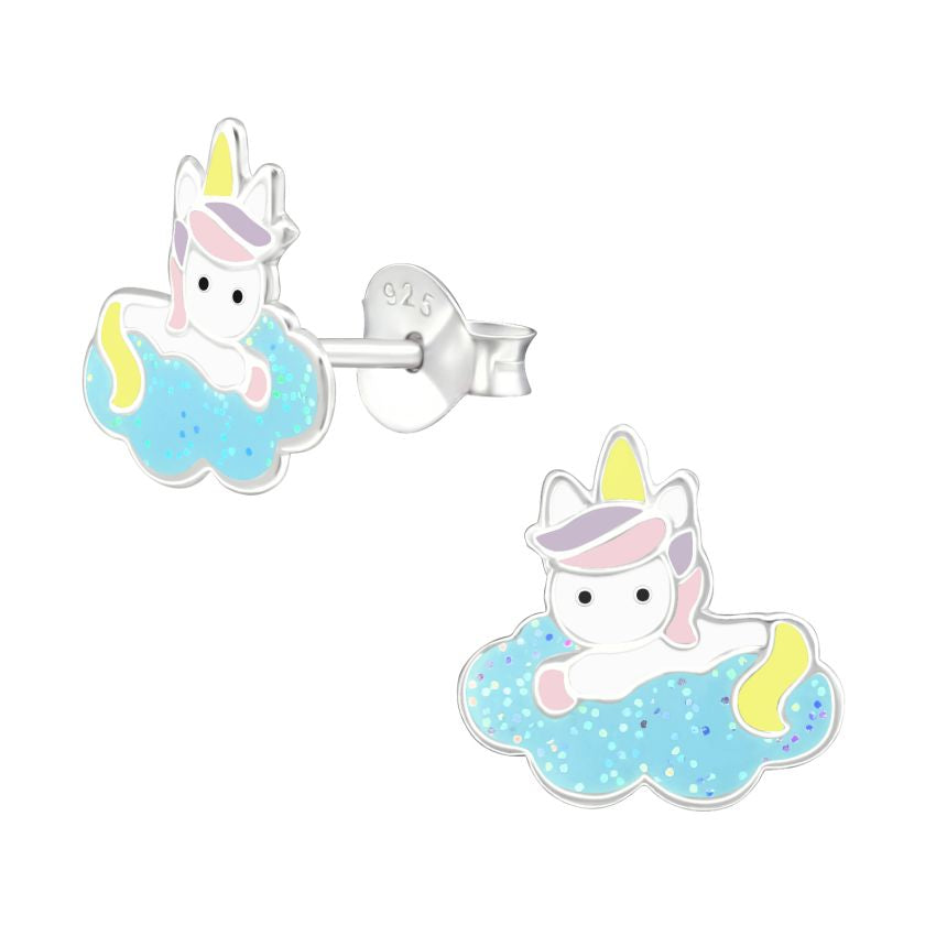 Glitter Sterling Silver Unicorn Earrings