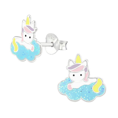 Glitter Sterling Silver Unicorn Earrings