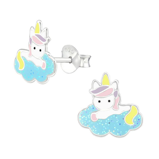 Glitter Sterling Silver Unicorn Earrings
