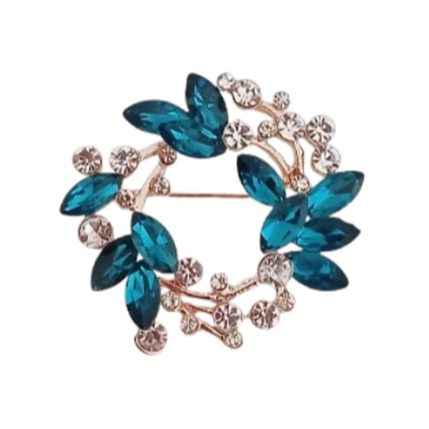 Glitzy Beautiful Crystal Set Light Aqua Blue Stone Brooch