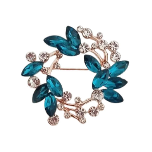 Glitzy Beautiful Crystal Set Light Aqua Blue Stone Brooch