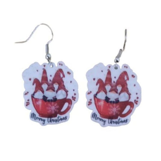 Long Stem Snowman Earrings