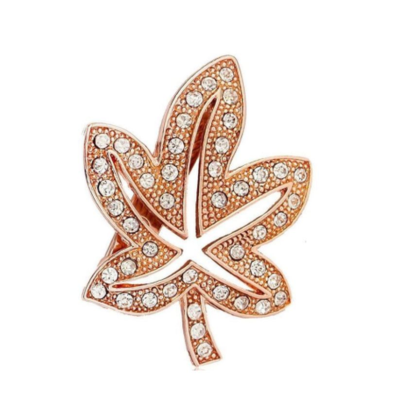 Gold And Crystal Maple Leaf Brooch