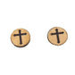 Gold Colour Cross Centre Circle Magnetic Stud Earrings