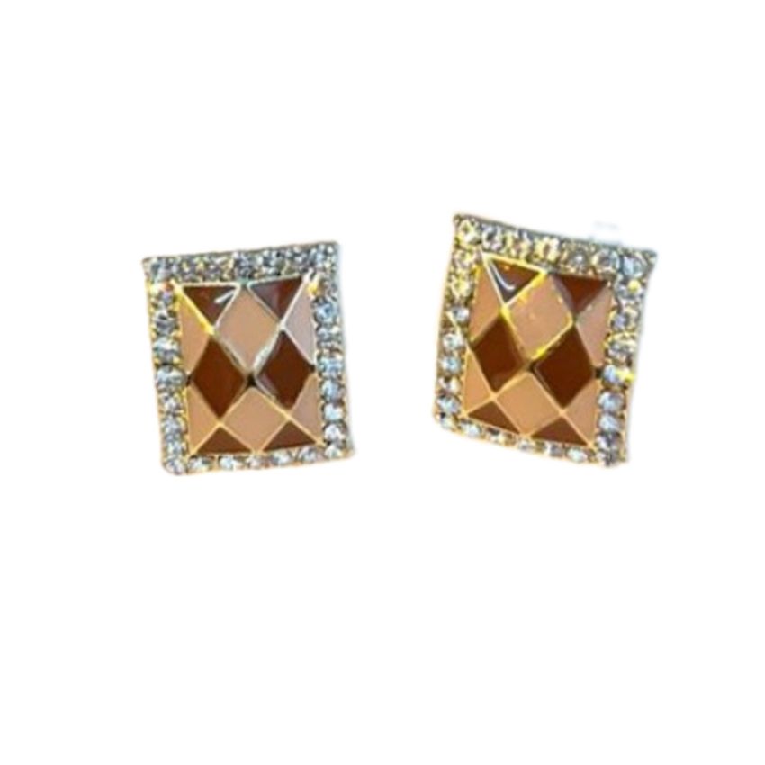 Gold  Harlequin Clip On Earrings