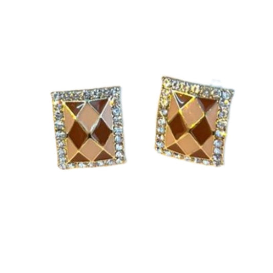 Gold  Harlequin Clip On Earrings