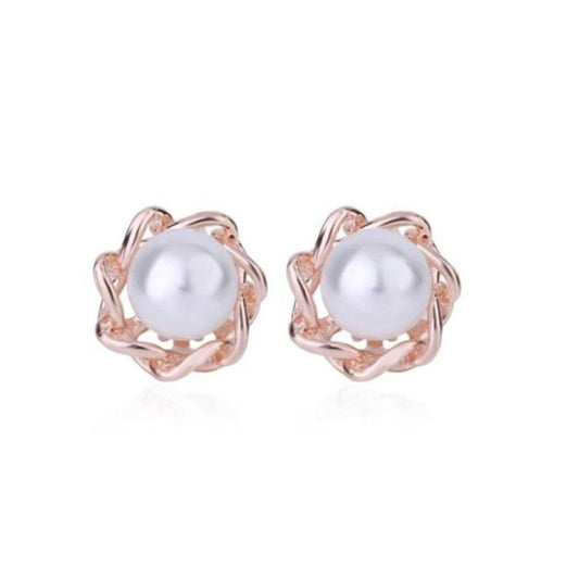 Gold Knot With Pearl Clip On Earrings
