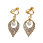 Gold Leaf Drop Clip On Earrings