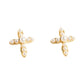 Gold Pearl Cross Communion Clip On Earrings