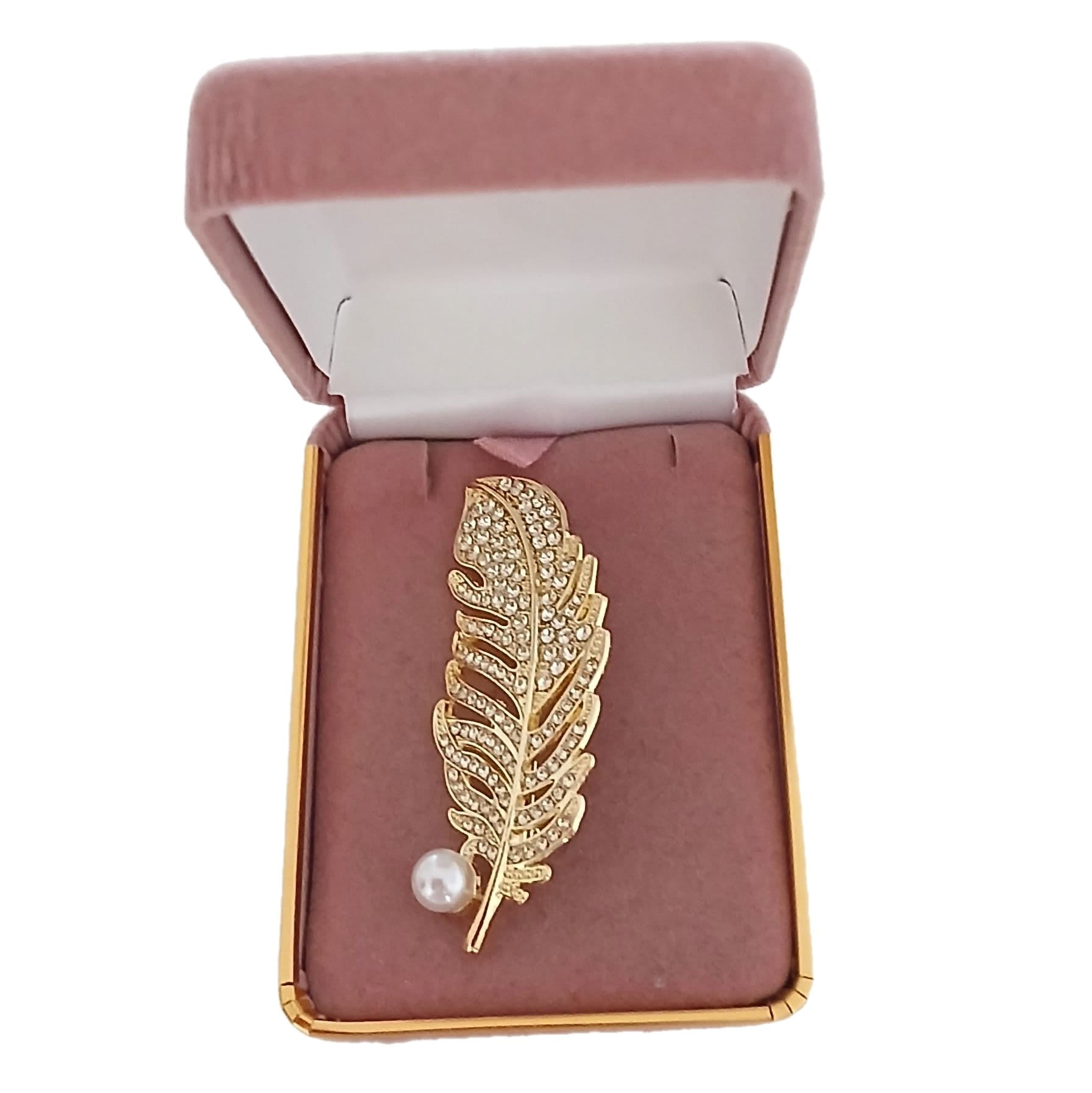 Gold Pearl Feather Ladies Brooch(2)