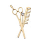 Gold Scissors And Comb Brooch