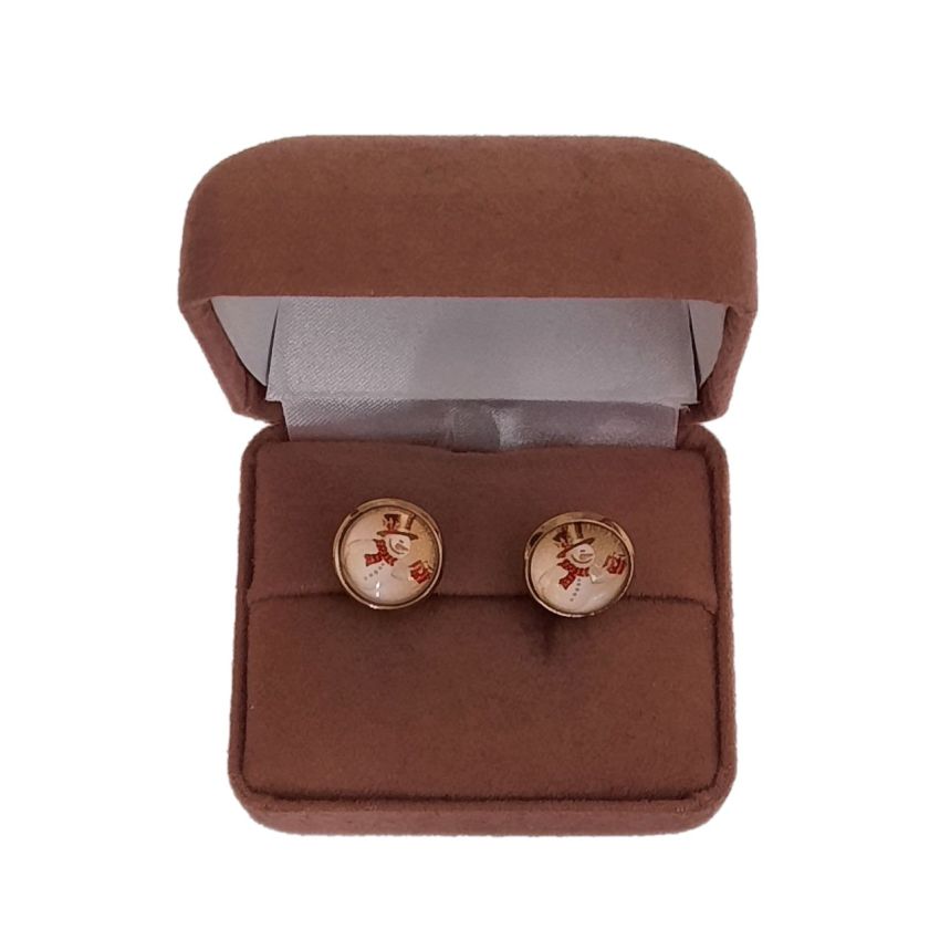 Gold Snowman Clip On Earrings(2)