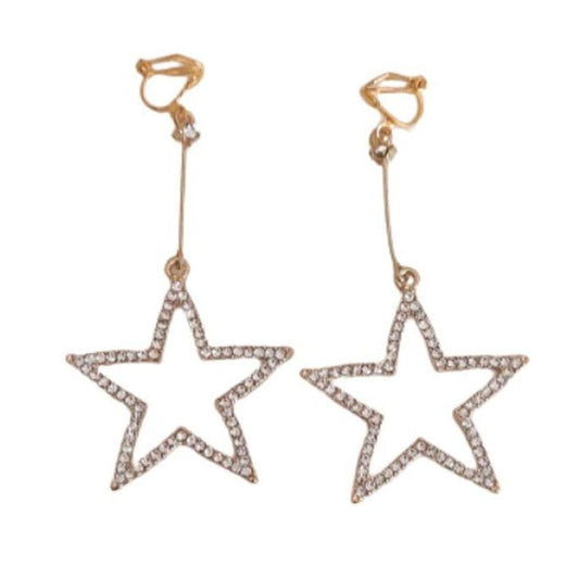 Gold Star Clip On Earrings