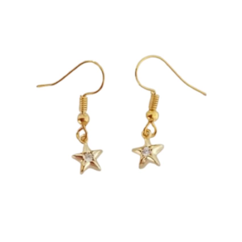 Gold Star Dangly Fashion Earrings