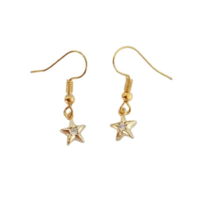 Gold Star Dangly Fashion Earrings