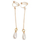 Gold Stem Pearl Drop Clip On Earrings