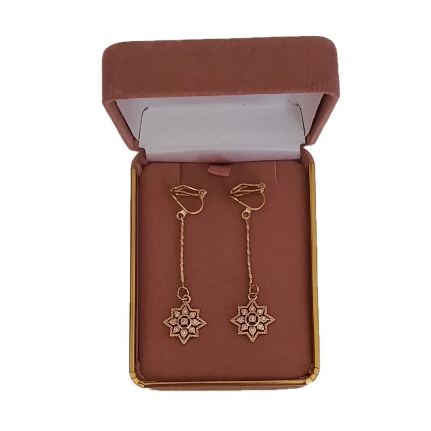 Gold Tone Diamante Drop Clip On Earrings(2)