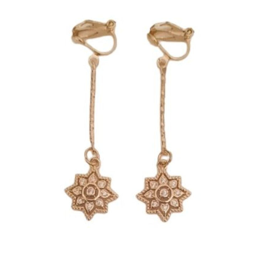 Gold Tone Diamante Drop Clip On Earrings