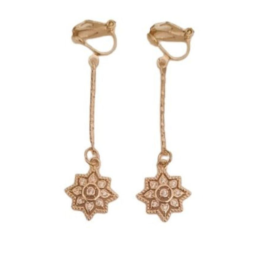 Gold Tone Diamante Drop Clip On Earrings