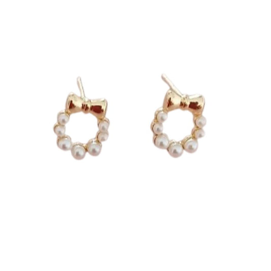 Gold Tone Kids Stud Pearl Earrings
