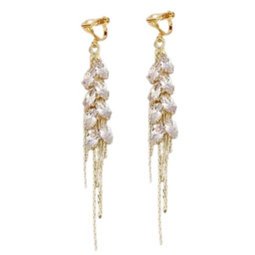 Gold Wheat Diamante Clip On Earrings