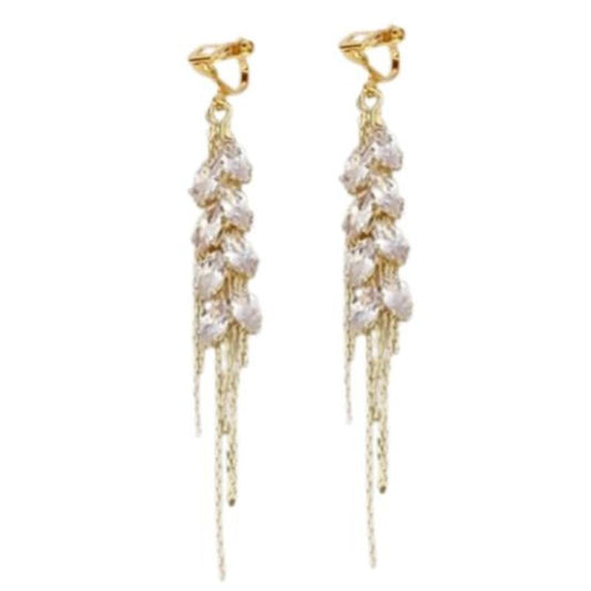 Gold Wheat Diamante Clip On Earrings