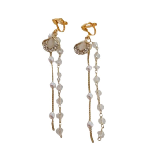 Gold Chain And Diamante Clip On Earrings