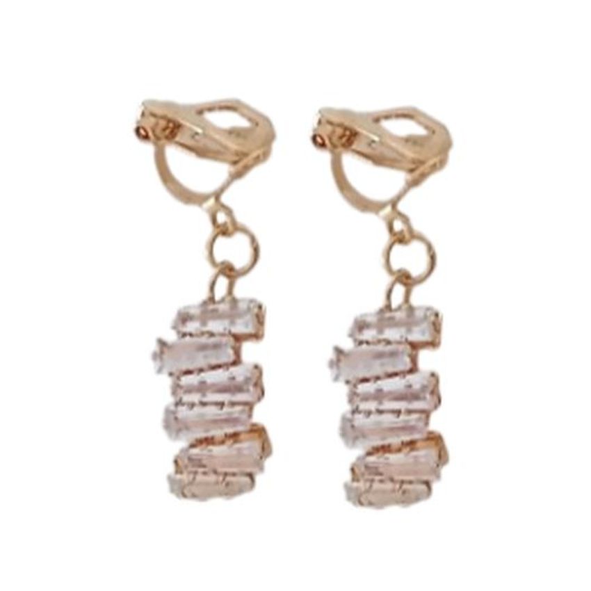 Gold Diamante Zig Zag Clip On Earrings