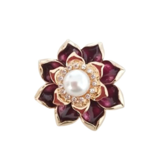 Gold Edged Purple Pearl And Diamante Brooch