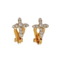 Gold Pearl Cross Communion Clip On Earrings