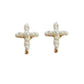 Gold Pearl Cross Communion Clip On Earrings