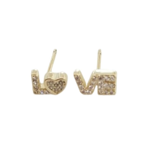 Gold Plated Crystal LOVE Earrings