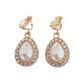 Gold Tear Drop Pearl Clip On Earrings