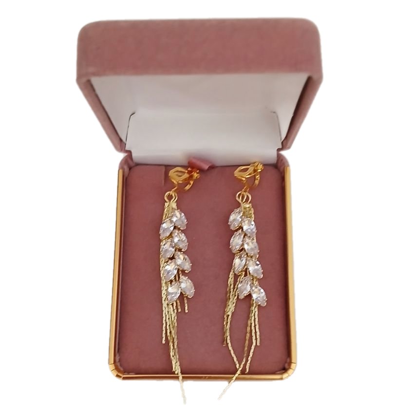 Gold Wheat Diamante Clip On Earrings(2)