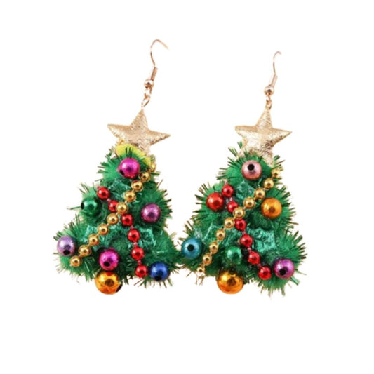 Green 3d Christmas Tree Earrings
