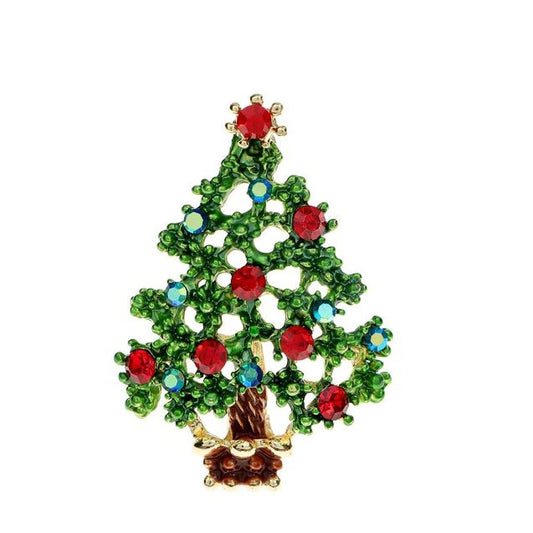 Green And Red Christmas Tree Brooch