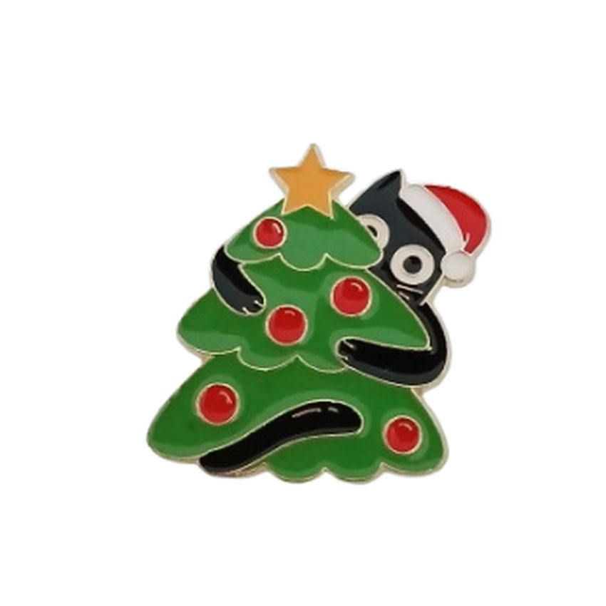 Green And Red Christmas Tree Brooch