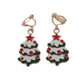 Green And Red Christmas Tree Clip On Earrings